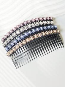 4pcs Women's Colorful Rhinestone Flower Hair Combs, Suitable For Daily Use Elegant Tiaras,Hair Accessories,Wedding,Bride Hair Styling,Side Comb, Head Accessories, Party - Multicolor - View 6