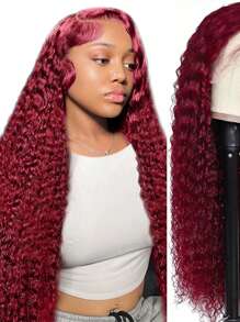 Eulisi 99j Burgundy Lace Front Wigs Human Hair Red Deep Wave 13x4 Hd Lace Frontal Wigs For Women Glueless Wigs Human Hair Pre Plucked Deep Curly Wet And Wavy Red Colored Lace Front Wig (26 Inch)