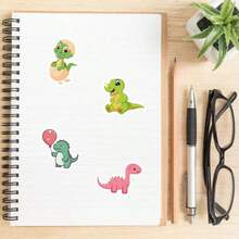 100 张小卡通短腿恐龙涂鸦贴纸吉他笔记本手提箱防水贴纸，适用于剪贴簿、日记本、笔记本电脑、保险杠、滑板、水瓶、电脑、手机 - 彩色 - 查看 8