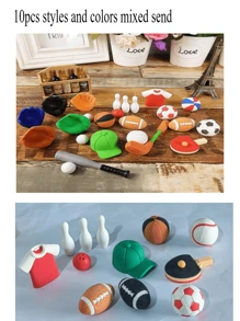 5件/10件/15件（款式和颜色混发）足球篮球棒球球创意橡皮擦,3D组装橡皮擦,儿童文具橡皮擦,儿童学习用品,儿童橡皮擦,学生礼物！ - 彩色 - 查看 12