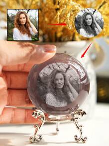 1pc Customized Photo Crystal Ball, Personalized Custom Crystal Photo Ball, Customized Laser Engraved 2d Photo Crystal Ball, Printed Photo Customized Image Inside The Crystal Ball, Decorative Art Glass Ball, An Excellent Personalized Gift,Festive Calendar - Multicolor - View 4