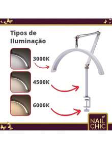 Half Moon Arc Lamp With Cell Phone Holder Tabletop - 黑色 - 查看 6