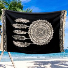 Giant Colorful Printed Sarong Scarf Beach Cover-Up Polyester - 09 - 查看 8