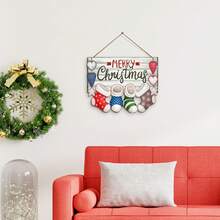 温馨圣诞快乐挂牌家居圣诞装饰品适用于前门木牌室内室外庭院圣诞派对装饰品 - 彩色 - 查看 4
