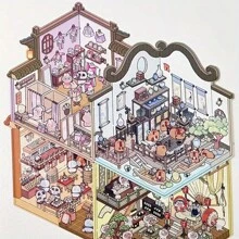 Charming 3D House Miniature Scene Stickers - Reusable PET, Self-Adhesive DIY Diary And Handmade Stickers - Multicolor - View 1