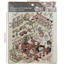 Charming 3D House Miniature Scene Stickers - Reusable PET, Self-Adhesive DIY Diary And Handmade Stickers - Multicolor - View 3