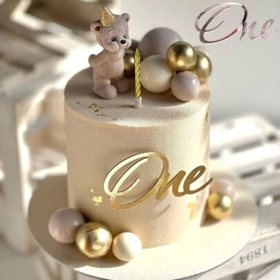 1 pieza/3 piezas Decoración de pastel bautismal de acrílico ONE