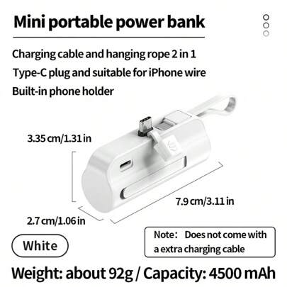 Compact Battery Pack, Can Be Charged Anytime And Anywhere, 4500mAh Large Capacity Lightweight Portable Power Bank - Ultra-Thin, Suitable For Travel, Suitable For IPhone 14/14 Pro Max/13/13 Pro Max/12/12 Pro Max/11 Pro/XS Max/XR/8/7/6/Plu For Apple IPhone, IPad,Android Phone,Gifts For Family, Friends, Birthday,Christmas, Winter Suitable For Outdoor Play, Shopping, Traveling, Portable Power Supply