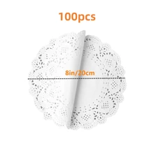 100pcs, White Paper Doilies, Disposable Paper Lace Doilies For Food Decorative Doilies Placemats For Table Wedding Birthday Cakes Desserts Food Decoration - Assorted Sizes (Round Rectangle Oval Heart) - White - View 20