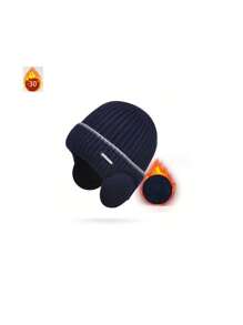 Thick Thermal Lined Beanie Hats, Unisex Solid Color Knitted Hat, Winter Warm Ear Protection Caps For Men, New Design Winter Hat