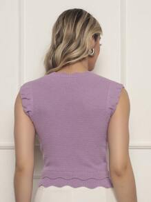 ONLYONE - JAPANESE MODAL SLEEVE CROPPED TOP WITH WAVE DETAIL HEM -  FIMINAS TOPS KNIT TOPS - Red Violet - View 2