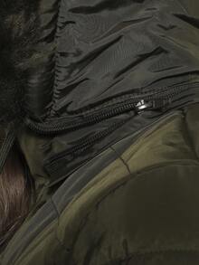 OZON Premium Nylon Jacket With Fur Hood - 軍綠色 - 查看 8