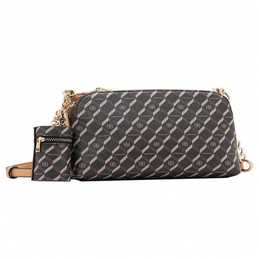 Chenson Women's Crossbody Bag Original Contemporary Monogram - 咖啡棕 - 查看 1