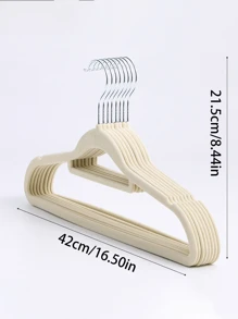 10 件植绒衣架配 10 件衣架连接器，植绒衣架用于干湿衣服晾晒，加厚防滑衣架，家用衣架支架。衣架连接器颜色随机，首次使用略有脱落，洗涤后体验更佳。，春季，极简主义，夏季上衣 - 彩色 - 查看 9