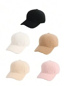 1pc Women's Autumn/Winter Fuzzy Textured Baseball Cap, Adjustable Holiday Style Outdoor Casual Sports Hat, Suitable For Cycling, Sightseeing, Travel, Street, Party
