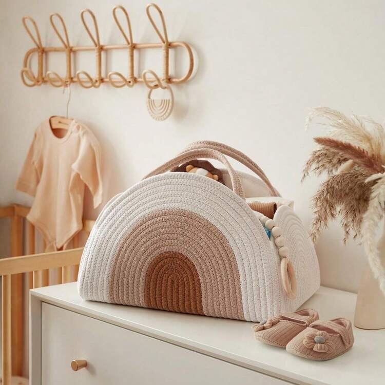 Cesta-cambiador de pañales para bebé, organizador de cesta cambiador resistente, gran cesta de ducha de bebé para recién nacidos niños y niñas, regalo para lista de ducha de bebé, cesta de artículos esenciales para recién nacidos