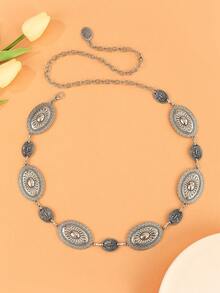 Phụ kiện dây thắt lưng cổ điển, thắt lưng Bohemian, dây thắt lưng trang trí cho trang phục phù hợp, trang sức kim loại - Bạc - Xem 8