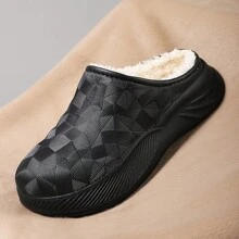 Dép đi trong nhà mùa đông thoải mái cho nam - Màu trơn đơn giản, đế EVA có lớp lót bằng len ấm, thiết kế dễ xỏ vào tạo sự thoải mái khi đi trong nhà - màu đen - Xem 2