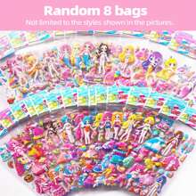 8 Packungen zufälliger Stil Cartoon Verkleidung Mädchen Sticker: Niedliche 3D PVC Sticker (Einmalgebrauch) zur Dekoration, geeignet für Kinder von 3-8 Jahren