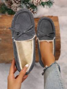 Thermal Lined Women Moccasin Flats, Warm Princess Slip-On Loafers For Winter