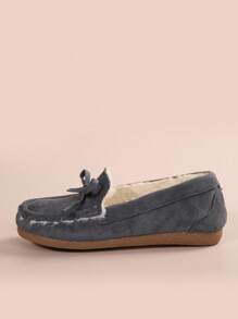 Thermal Lined Women Moccasin Flats, Warm Princess Slip-On Loafers For Winter