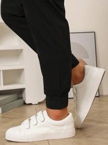 新品高端皮革钩环三带运动鞋，时尚休闲百搭鞋 - 白色 - 查看 5