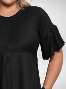 Elegant Asymmetrical Women's Plus Size Blouse - màu đen - Xem 4