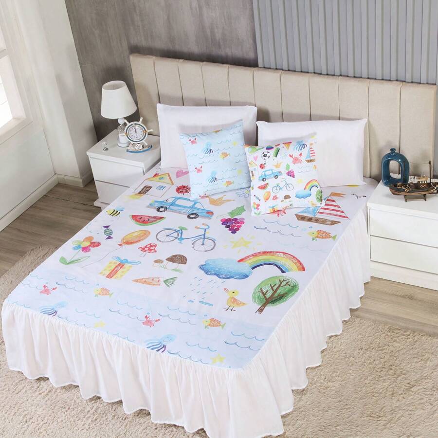 Printed Double Bedspread 7 Pieces For Children's Room Decoration For Boys And Girls (WITH REFILL)