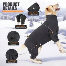 Dog Winter Coat Soft Fleece Pullover Pajamas, Pet Windproof Warm Cold Weather Jacket Vest Cozy Jumpsuit Apparel Outfit Clothes For Small Medium Large Dog Walking Sleep - Dark Grey - View 3