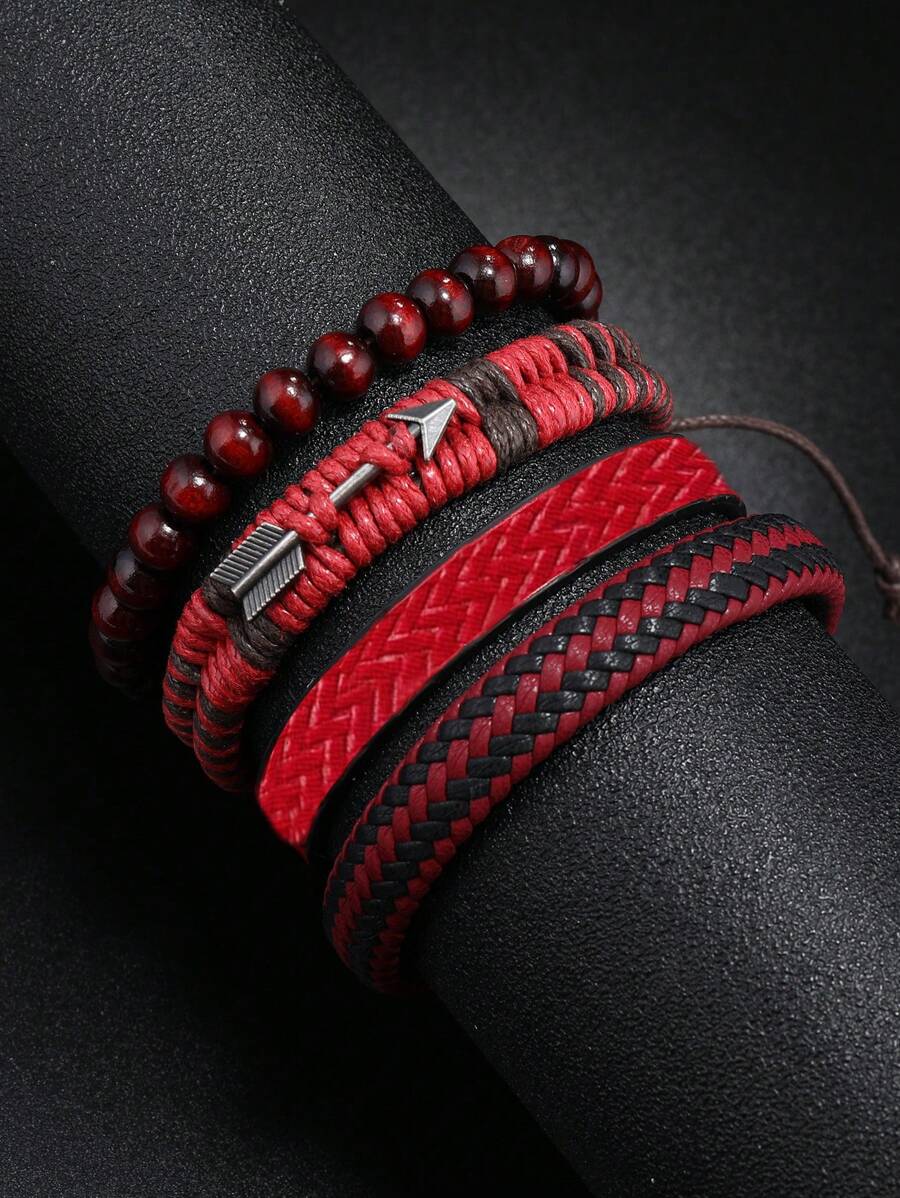 4pcs/set Fashionable Arrow Decor Bracelet For Men For Daily Decoration For A Stylish Look - Multicolor - View 1