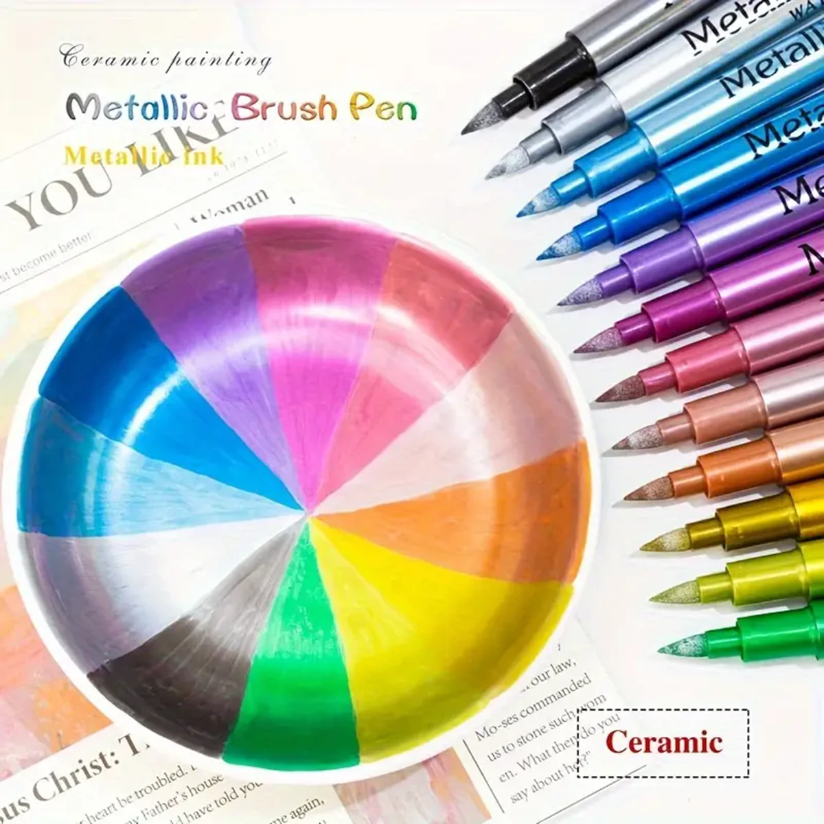 12 Colors Acrylic Paint Brush Set, Super Soft Bristles, Wide & Narrow