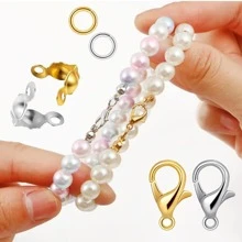 480 pièces Kit de pinces à homard, pinces à becs, anneaux de homard, anneaux de saut et fermoirs - perles de positionnement de chaîne à queue. Kit de bijoux pour la fabrication de bijoux faits main, colliers, bracelets, boucles d'oreilles, réparation de colliers