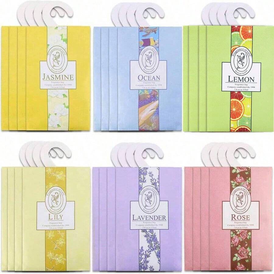 5 件套抽屉和衣柜收纳袋家居袋薰衣草玫瑰茉莉海洋百合柠檬 6 种不同款式挂袋适用于学校、办公室、家居、旅行