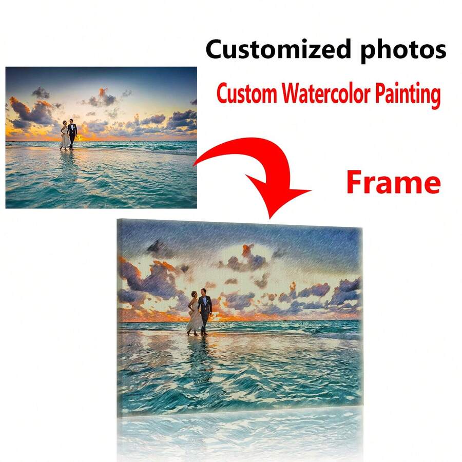 1 Tấm Poster Canvas Tùy Chỉnh Đóng Khung Phác Thảo Tranh Màu Nước - Nghệ Thuật Treo Tường Cá Nhân Hóa Cho Gia Đình, Đám Cưới Và Kỷ Niệm, Trang Trí Phòng, Áp Phích Nghệ Thuật Treo Tường, Trang Trí Phông Nền Ghế Sofa Phòng Khách, Trang Trí Hành Lang Tiền Sảnh, Trang Trí Nhà Cửa, Trang Trí Phòng Ngủ, Trang Trí Phòng Tắm, Trang Trí Phòng, Trang Trí Văn Phòng, Trang Trí Trường Học, Quà Tặng Nghệ Thuật - Nhiều màu - Xem 1