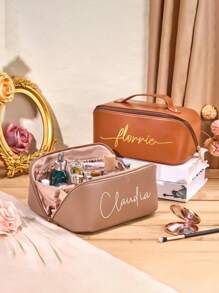 Kosmetyczka z haftem na zamówienie, kosmetyczka z zamkiem błyskawicznym i dużym otworem, kosmetyczka wielokrotnego użytku, zestaw do pielęgnacji skóry, pudełko do pakowania kosmetyczek, niezbędne rzeczy w podróży, niezbędne rzeczy na rejs, niezbędne rzeczy do akademika, prezenty dla druhen ślubnych, prezenty dla matek, prezenty urodzinowe, prezenty dla przyjaciół i nauczycieli, dekoracja domu, list do łazienki, salonu, uniwersalny, miejski relaks