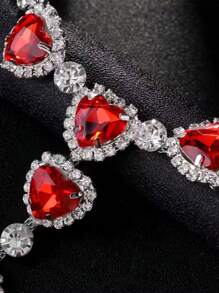 Tanga Jóia com Coração de Cristal Vermelho Quente, Calcinha com Strass para Mulheres, Acessórios Sexy de Corpo Corrente Tanga Wasit Maiô Bikini