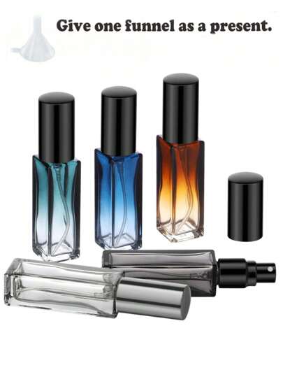 1 PC 10ML Mini Travel Refillable Gradient Glass Perfume Bottles, Refillable Press Pump Bottle Cologne Dispenser Fragrance Spray Bottle Sample Box Travel Essentials ,Packaging Box,Perfume Bottle,Room, Bedroom, Daily Applicable Bottle