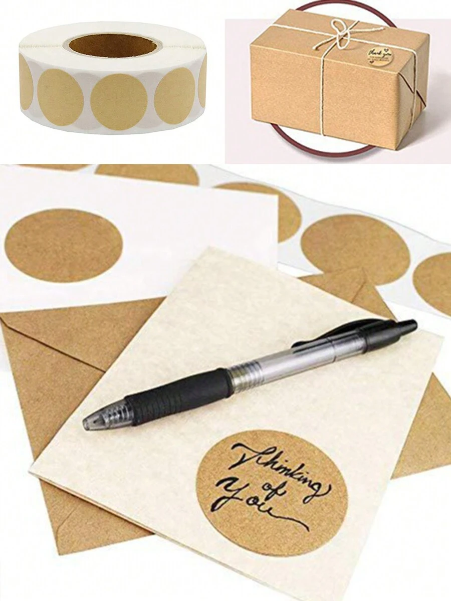 500pcs, 2*2 Inch Kraft Paper Round Label Sticker, Multi-Purpose ...