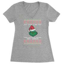 One Hundred Percent That Gr-Nch Ugly Christmas Ladies V-Neck T-Shirt - Purple - View 4