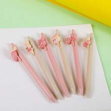 6pcs, Cute Bunny For Girls Carrot Bow Style Retractable Ballpoint Pen Gel Pen For Girl, Teens Adults At Home Classroom Office Writing Writing Writing Special Writing Supplies, Cute Stationery, Water-Based Pen, Stationery, Writing Pen, Christmas Holiday Stationery Gift Gift Set,Back To School - Multicolor - View 7