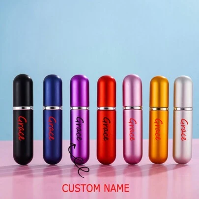 1pc 5ml Refillable Perfume Bottle With Metal Shell, Press Type Mini Sample Bottle, Elegant