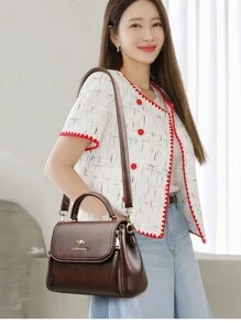 KAIDIFEINIROO Flip Cover Bilayer Women Purses And Handbags Crossbody Luxury Casual Totes High Quality Leather Fashion Messenger Shoulder Bags, Business Casual Woman Bag Perfect For Office Business And Work