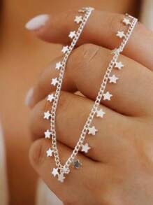Choker Necklace And Star Bracelet Kit With 925 Silver Links Durability Up To 3 Months - 銀色 - 查看 6