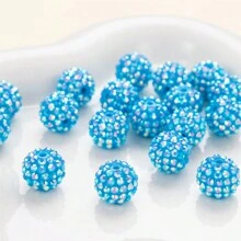 10pcs Assorted Colors 14mm/16mm/18mm/20mm Full Drill Rhinestone Beads, For DIY Bracelets,Keychain, Pendant, Earrings