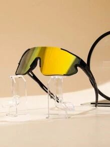 1pc Kids Plastic Lens Sports Glasses, Fashionable Graffiti Design Ideal For Running & Daily Wear - Multicolor - View 12