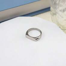 1pc Titanium Steel Fashionable Minimalist Square Plain Ring, Accessory For Party, Suitable For Casual, Business, Gift For Anniversary, Wedding, Birthday, Unisex Elegant & Personalized Ring