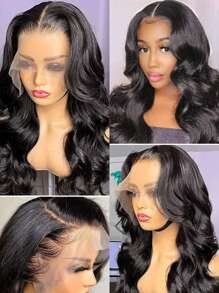 Eulisi Tóc giả ren phía trước 13x4 Body Wave, tóc thật, tóc thật đã được nhổ sẵn, mật độ 180, tóc giả ren phía trước trong suốt, tóc thật dành cho phụ nữ, tóc giả không keo 9A, tóc thật với tóc con, màu tự nhiên, highlight màu vàng mật ong P427#, thẳng, sóng cơ thể, sóng sâu, sóng nước, màu 1B/30#, tóc giả thẳng, sóng cơ thể, sóng sâu, - màu đen - Xem 5