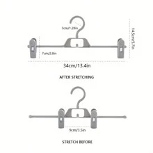 5pcs Expandable Pants Hangers, Stacking Pants Clips, Storage Solution, Non-Marking Clothes Hanger, Skirt Clip Hooks, Rotatable, Telescoping And Adjustable Garment Rack, Retail Display Hanging