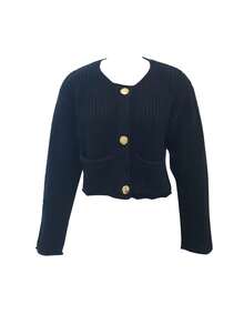 Women's Fashion Button-Up Long Sleeve Cardigan Soft Knitted Sweater - Black - View 2