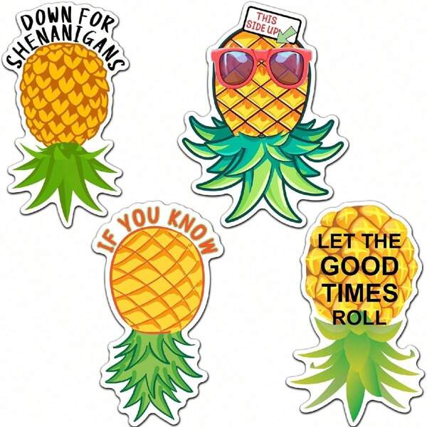 4 peças ímã de abacaxi de cabeça para baixo para porta de cruzeiro ímãs engraçados de porta de navio de cruzeiro de abacaxi para camarote, para-choque de carro, caminhão, geladeira, superfície magnética, presentes